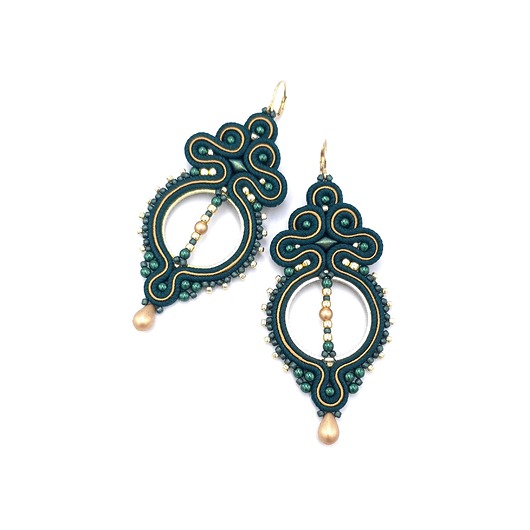 kolczyki soutache Kolczyki sutasz zielone lekkie wiszące eleganckie koła handmade Paloma