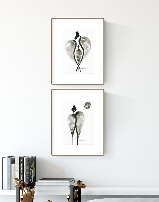 zestaw 2 grafik A4 wykonanych ręcznie,  Krystyna Siwek Art