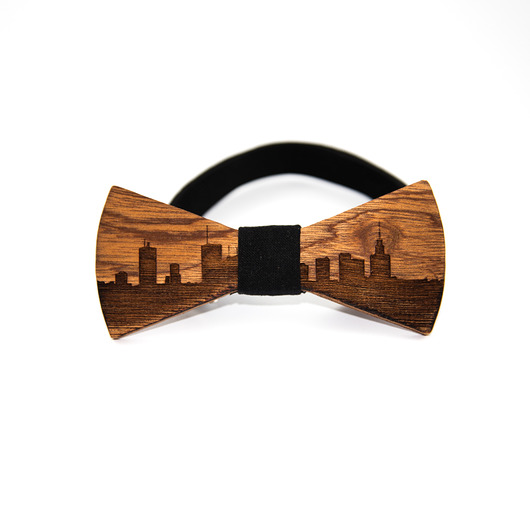 Muszka drewniana panorama Warszawy The Bow Bow Ties
