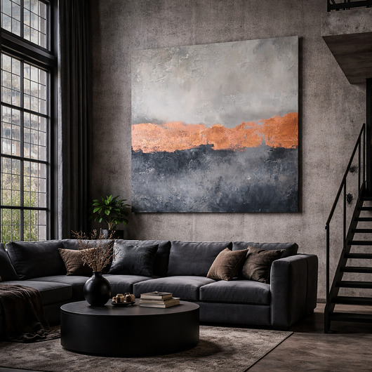 obrazy Abstrakcja Loft no.4  MIEDŹ  kolekcja LOFT Ręcznie malowany obraz Duży format