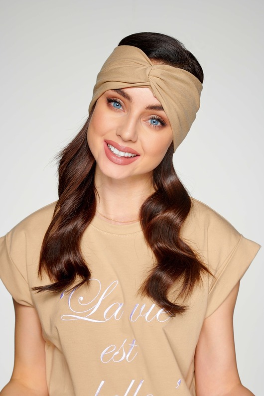 Opaska turban LC124 - beżowy LEMONIADE