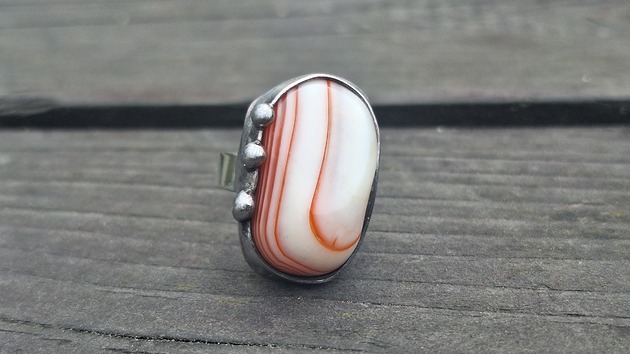 pierścionki - różne Agat w paski - pierścionek regulowany