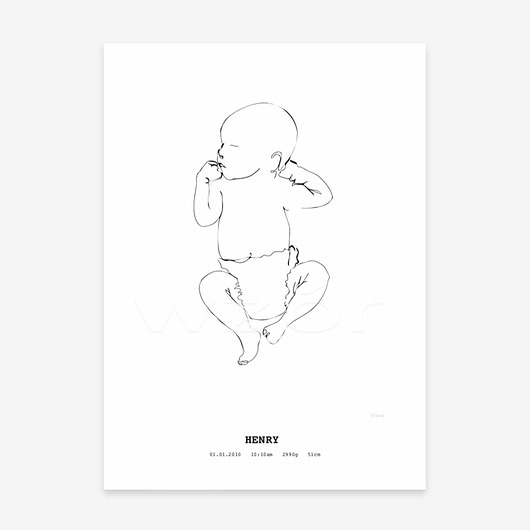 obrazy i plakaty do pokoju dziecięcego Plakat personalizowany Henry biały