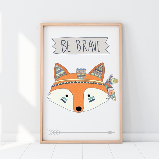 Plakat do dziecięcego pokoju Lisek - Be Brave TamTamTu