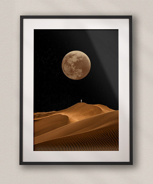 plakaty Plakat Spacer Nocą - Kolaż Fine Art