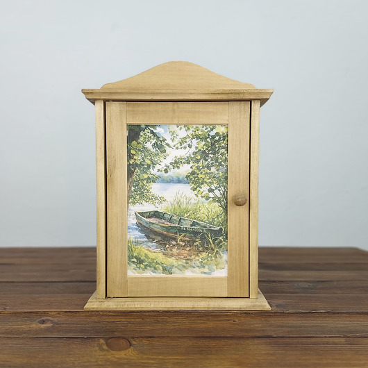 skrzynki, kufry i pudła Szafka na klucze - łódka na jeziorze