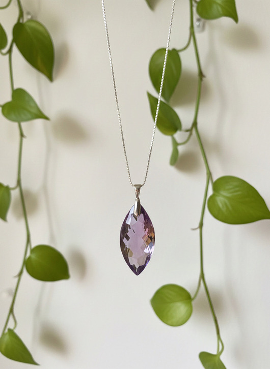 srebrne naszyjniki Srebrny Naszyjnik z Ametystem Naturalnym prawdziwym kamieniem z Brazylii