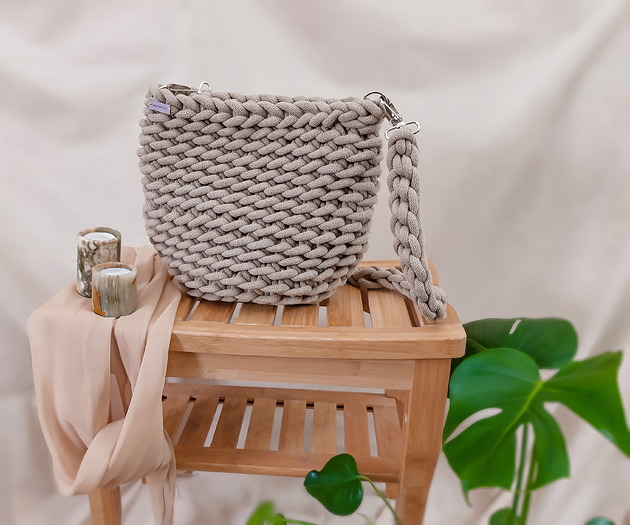 torby na ramię Large Wave Bag  - piaskowa