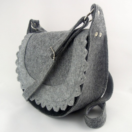 torby na ramię Torebka Filcowa - Listonoszka na Szaro