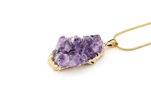Brazi Colare Szczotka Ametystu w złocie Brazi Druse Jewelry