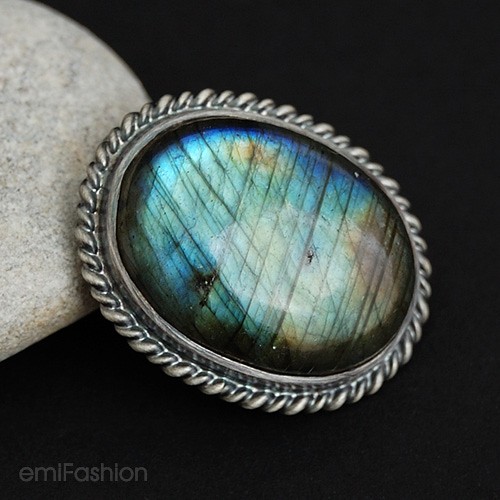 Labradoryt - broszka MAREMI Jewelry