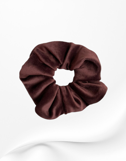 gumki do włosów Gumka frotka scrunchie welurowa brązowa