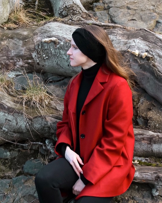opaski do włosów Lekka czarna elegancka opaska z wełny merino