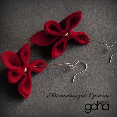 Minimalistycznie Czerwone Biżuteria Autorska FlowerFelt Design
