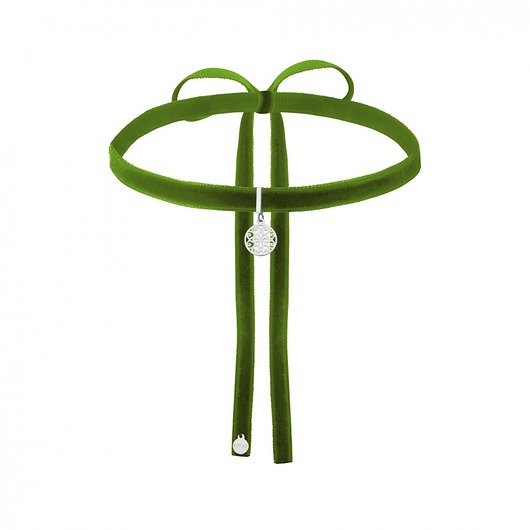 Oliwkowy choker ze srebrną rozetą SOTHO