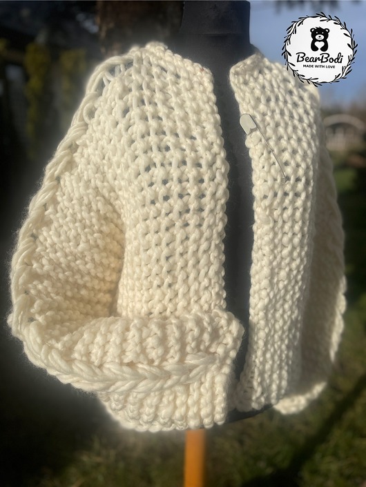 kardigany damskie Sweter oversize 100% wełna handmade