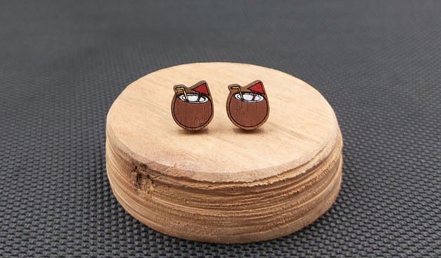 kolczyki drewniane Kolczyki drewniane KOKOSY