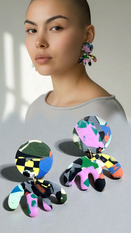 kolczyki z masy plastycznej Kolczyki Pierrot