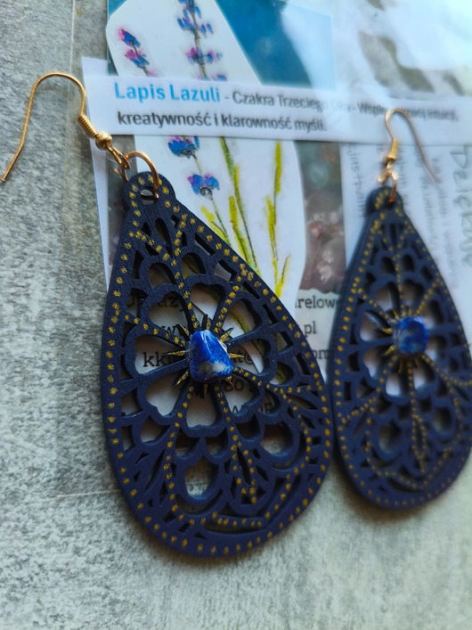 kolczyki z kamieniami Biżuteria Energetyczna Kolczyki Lapis Lazuli Intuicja Trzecie Oko
