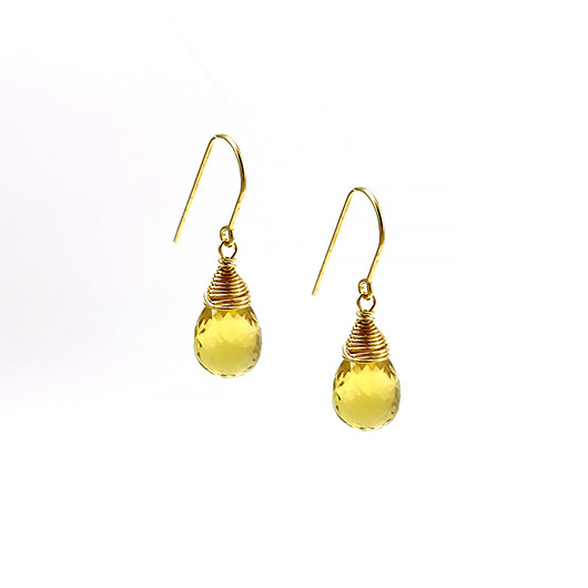 kolczyki pozłacane Kolczyki pozłacane srebro kwarc cytrynowe wire wrapping