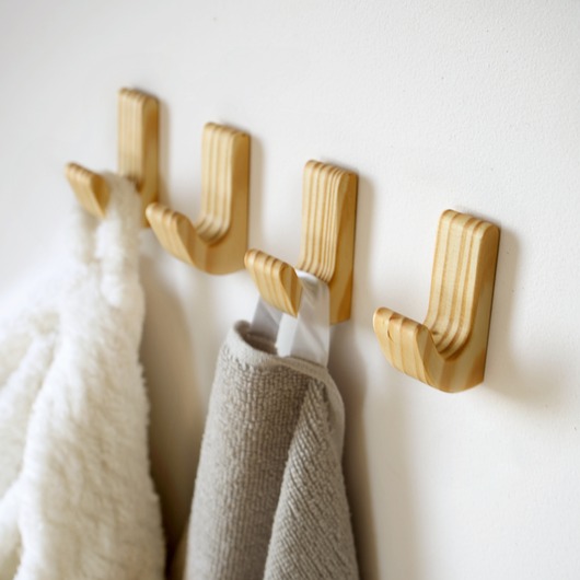 wieszaki Drewniane haczyki samoprzylepne mocne sosnowe - zestaw 4 sztuk