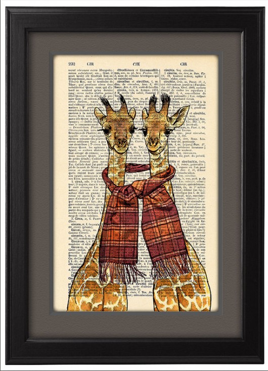 Plakat, poster, grafika, ilustracja, żyrafy nkcraftstudio