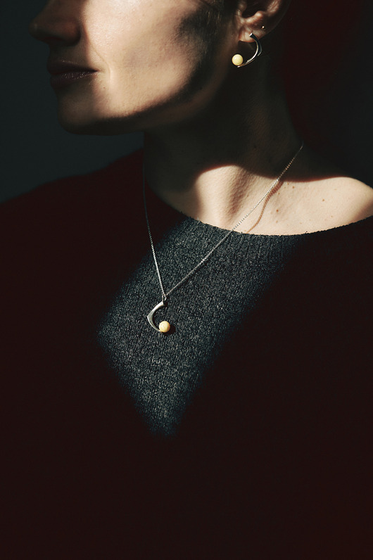wisiory Amber as a Pearl / silver necklace with Amber