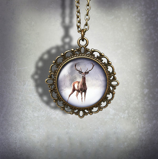 wisiory Medalion - Jeleń 2 - romantyczny, brąz