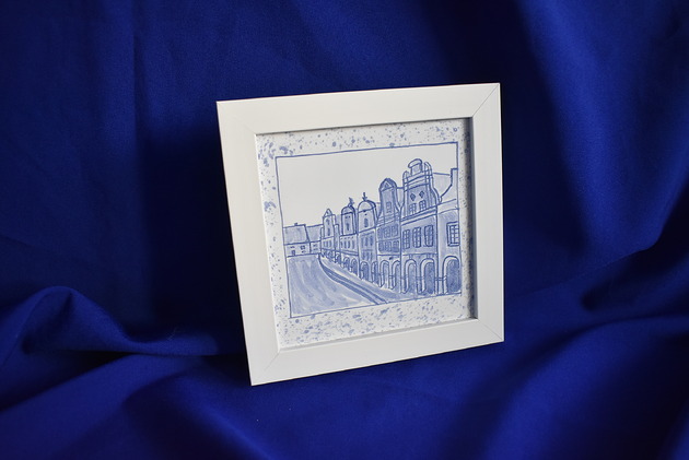 obrazy Oprawiony kafelek kamieniczki Chełmno