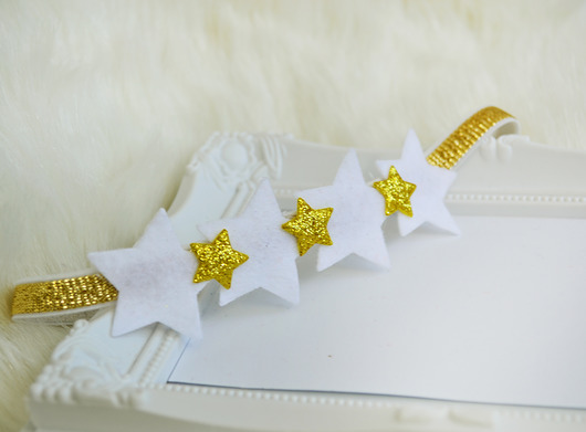 Opaska  wianek z gwiazdek biała ŚWIĘTA FairyBows