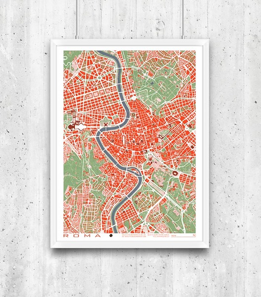 Plakat Rzym - plan miasta minimalmill