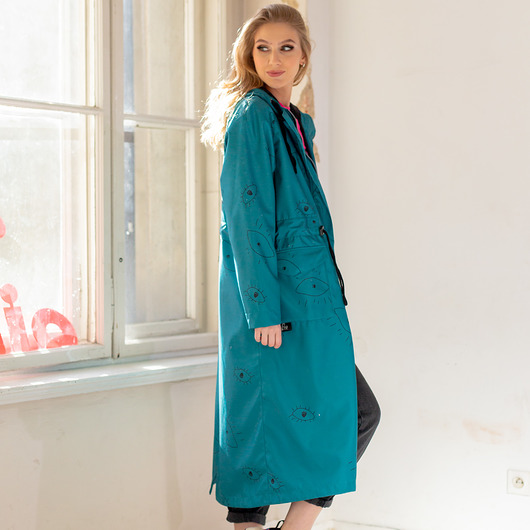 płaszcze damskie Płaszcz Wiosenny Long - Oczy Green