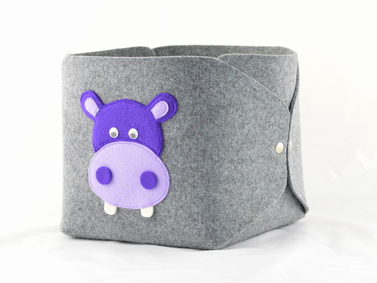 Pudełko na Zabawki - Hipopotam na Szarym Green Sheep