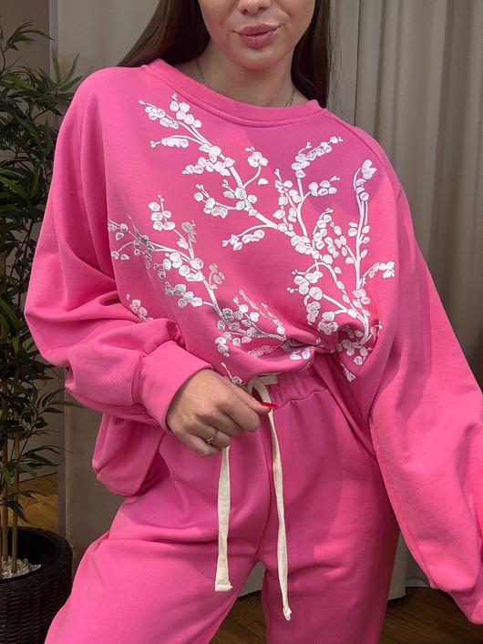 bluza bez kaptura damska Bawełniana bluza w kwiaty