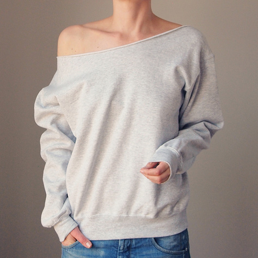 bluza bez kaptura damska Szara bluza cięta ze ściągaczami