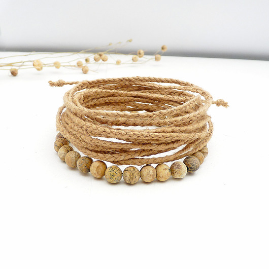 bransoletki z kamieni naturalnych Jaspis i len orzechowy v. 2