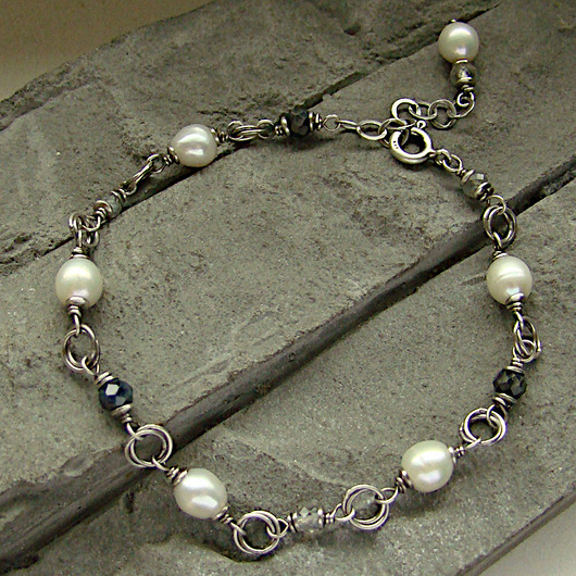 bransoletki z kamieni naturalnych Perła, szafir, labradoryt - bransoletka