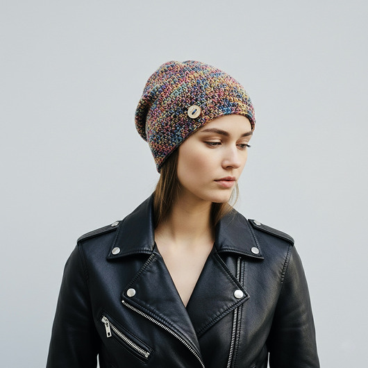 czapki damskie Kolorowa czapka całoroczna przejściowa cienka all season S/M