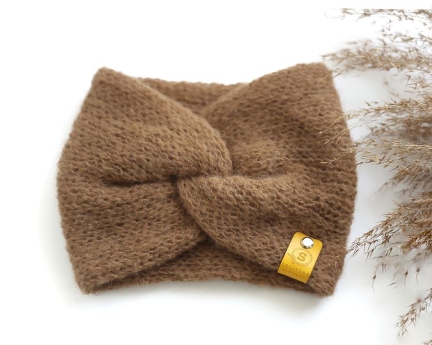 opaski do włosów ALPACZINA opaska 100% alpaka toffi