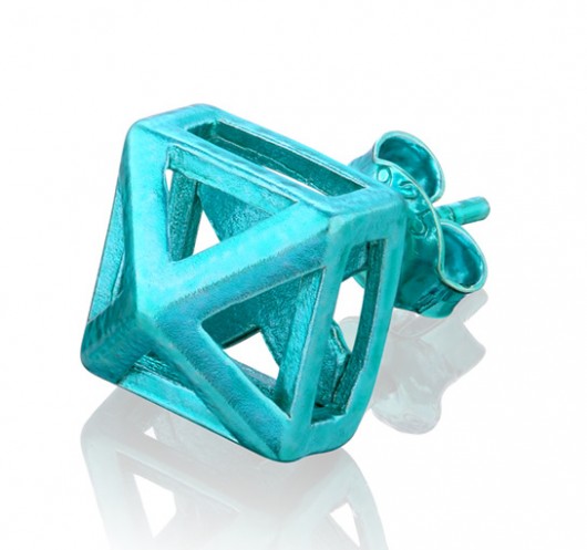 Small 3D Pyramid Earrings in Turquoise Joccos Design