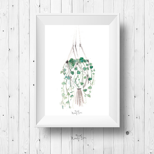 Plakat botaniczny A4  - Kwiaty wiszące    Merely Susan