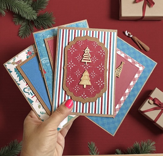 kartki scrapbooking Kartki świąteczne 4szt - ręcznie robione, oryginalne kartki