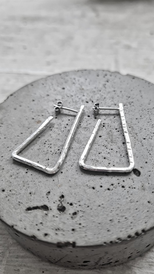 kolczyki srebrne Kolczyki TRIADA srebro sztyfty fakturowane