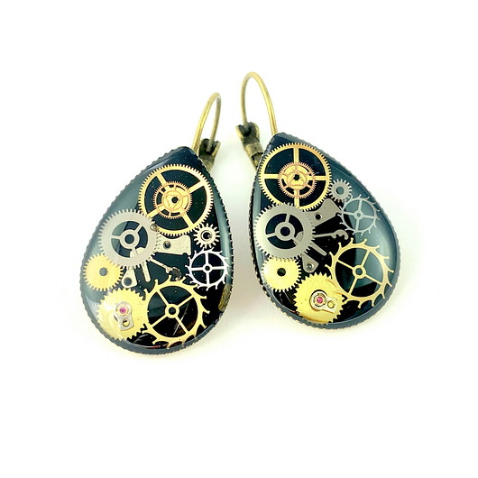 kolczyki z żywicy KOLCZYKI - Łezki (Black) III