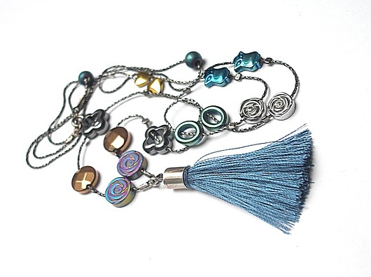 Colours mix boho  /hematite / - naszyjnik  Katia i krokodyl