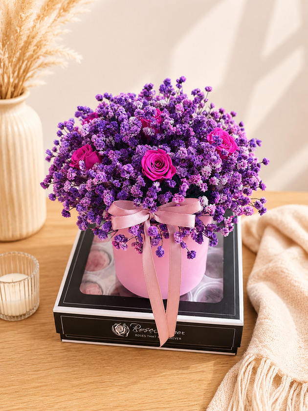 kwietniki Flowerbox gipsówka i róże