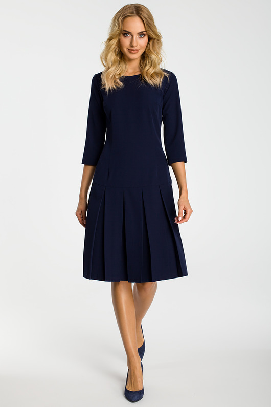 sukienki midi damskie Sukienka z obniżoną talią-granatowa(M-336)