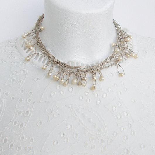 chokery Perły Naturalnie naszyjnik