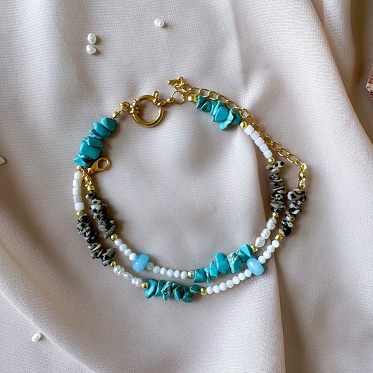 naszyjniki - inne Modułowy naszyjnik SUMMER WAVE z kamieni naturalnych baza do zawieszek