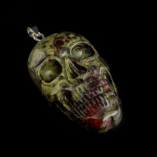 wisiory Santa muerte- jaspis smocza krew